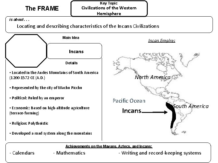 Key Topic Civilizations of the Western Hemisphere The FRAME is about. . . Locating