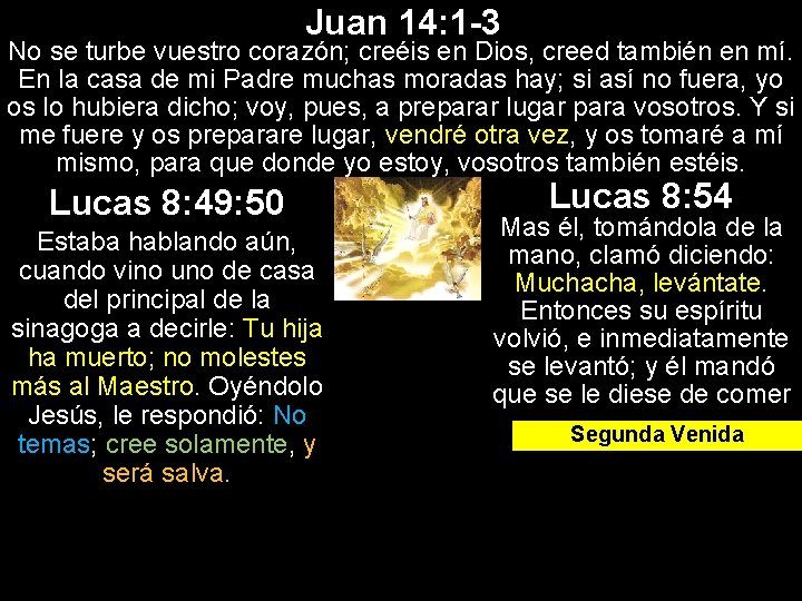 Juan 14: 1 -3 No se turbe vuestro corazón; creéis en Dios, creed también