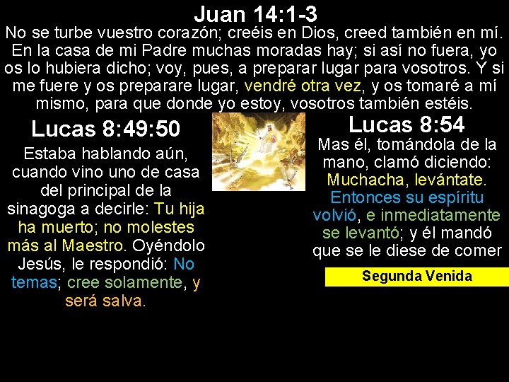 Juan 14: 1 -3 No se turbe vuestro corazón; creéis en Dios, creed también