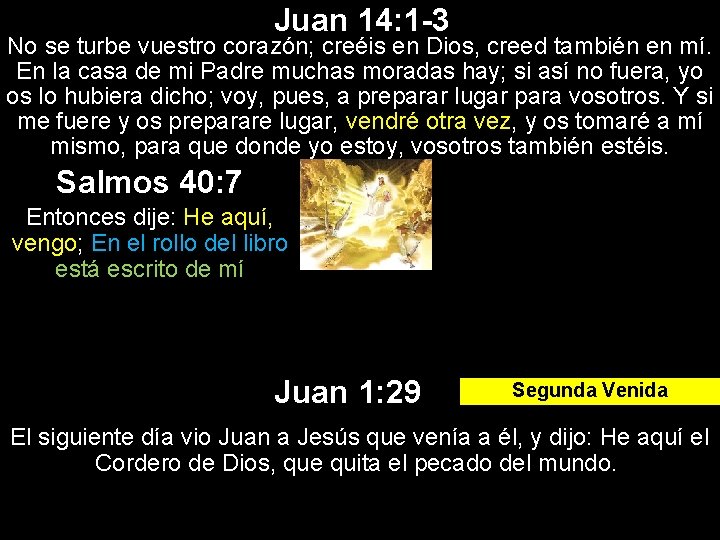 Juan 14: 1 -3 No se turbe vuestro corazón; creéis en Dios, creed también