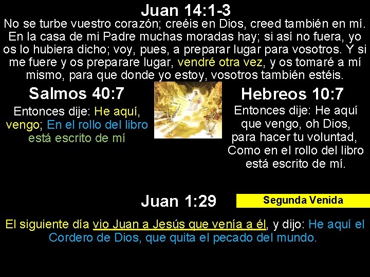 Juan 14: 1 -3 No se turbe vuestro corazón; creéis en Dios, creed también