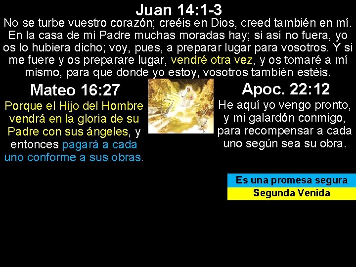 Juan 14: 1 -3 No se turbe vuestro corazón; creéis en Dios, creed también