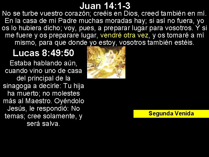 Juan 14: 1 -3 No se turbe vuestro corazón; creéis en Dios, creed también