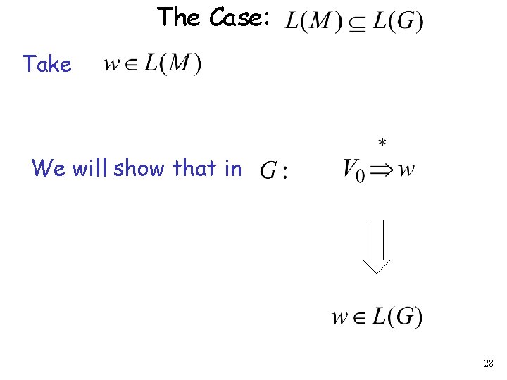 The Case: Take We will show that in 28 