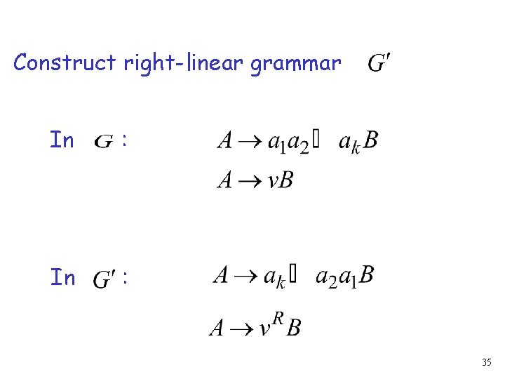 Construct right-linear grammar In : 35 