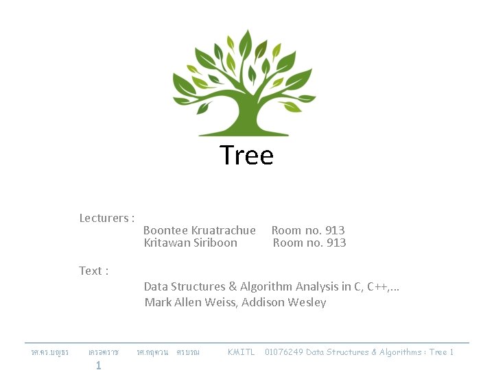 Tree Lecturers : Text : รศ. ดร. บญธร เครอตราช 1 Boontee Kruatrachue Kritawan Siriboon