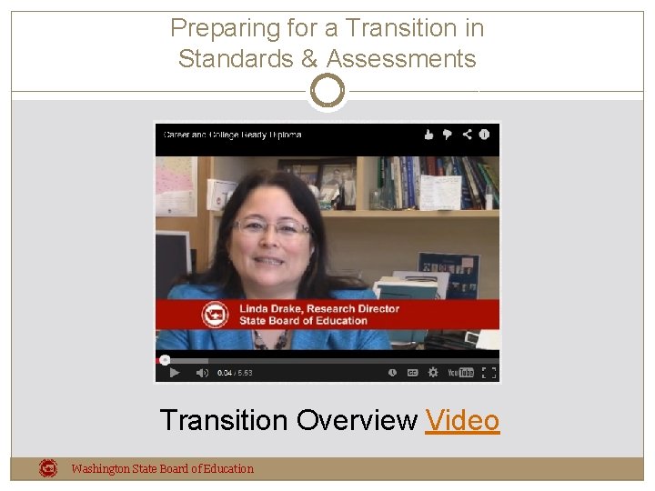 Preparing for a Transition in Standards & Assessments Transition Overview Video Washington State Board