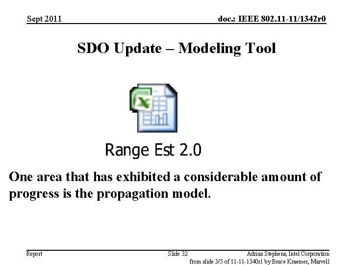 Sept 2011 doc. : IEEE 802. 11 -11/1342 r 0 SDO Update – Modeling