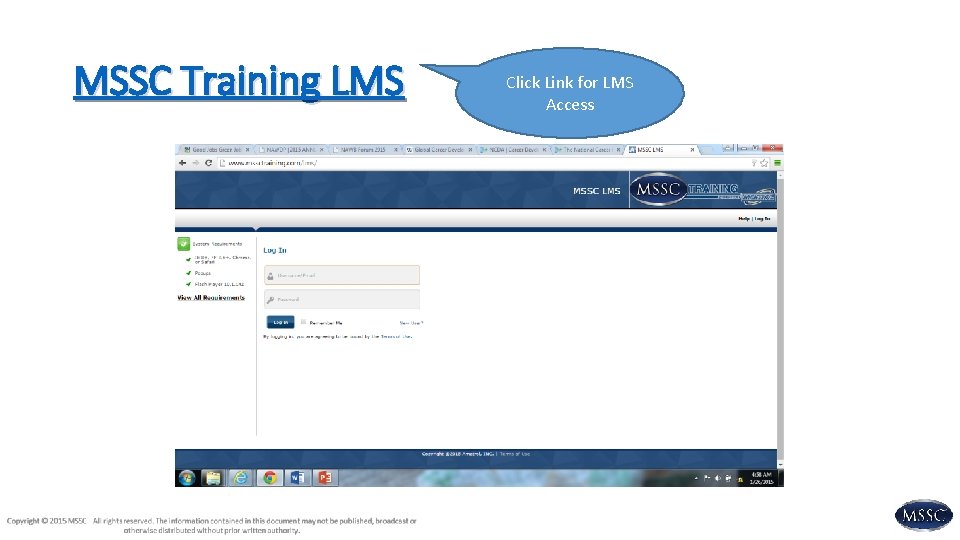MSSC Training LMS Click Link for LMS Access 
