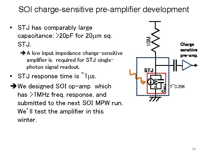  • STJ response time is ~1 s. We designed SOI op-amp which has