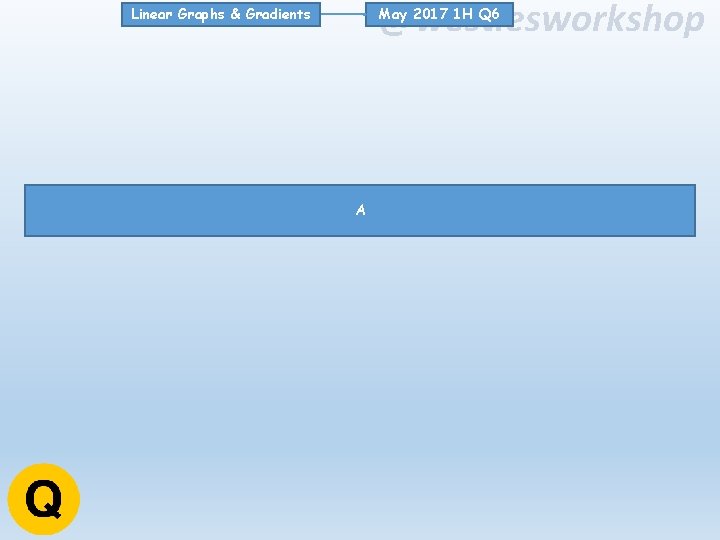 @westiesworkshop May 2017 1 H Q 6 Linear Graphs & Gradients A @westiesworkshop May 2017 1 H Q 6 Linear Graphs & Gradients A