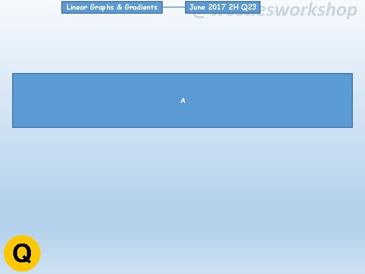 @westiesworkshop June 2017 2 H Q 23 Linear Graphs & Gradients A @westiesworkshop June 2017 2 H Q 23 Linear Graphs & Gradients A