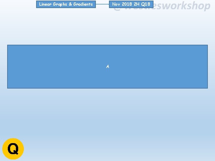 @westiesworkshop Nov 2018 2 H Q 18 Linear Graphs & Gradients A @westiesworkshop Nov 2018 2 H Q 18 Linear Graphs & Gradients A