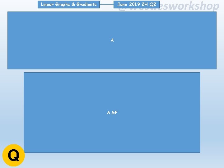 @westiesworkshop June 2019 2 H Q 2 Linear Graphs & Gradients A A SF @westiesworkshop June 2019 2 H Q 2 Linear Graphs & Gradients A A SF