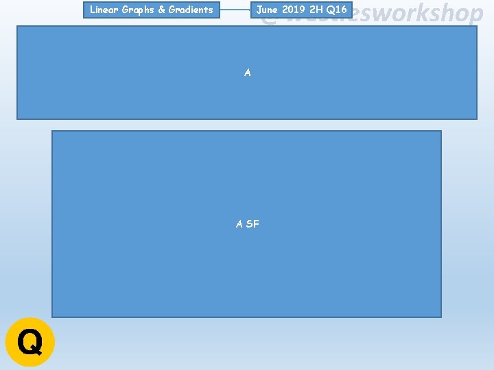 @westiesworkshop June 2019 2 H Q 16 Linear Graphs & Gradients A A SF @westiesworkshop June 2019 2 H Q 16 Linear Graphs & Gradients A A SF