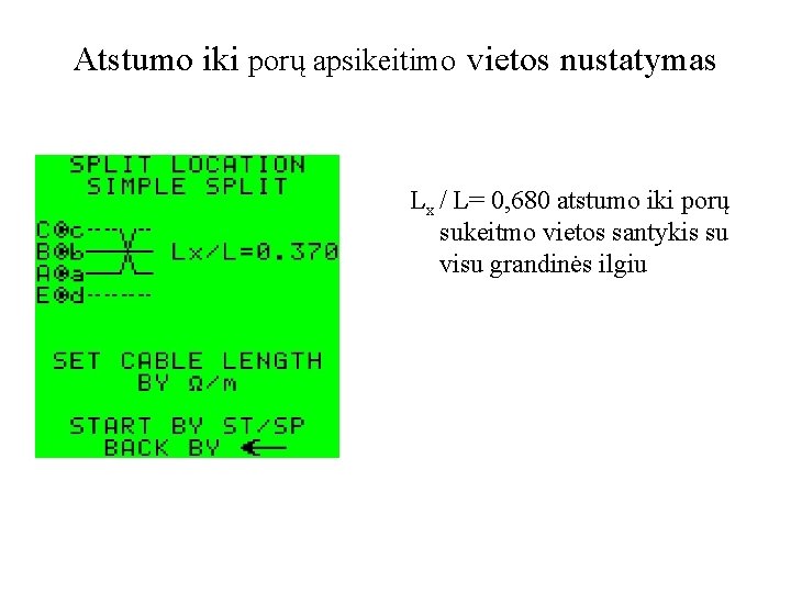 Atstumo iki porų apsikeitimo vietos nustatymas Lx / L= 0, 680 atstumo iki porų