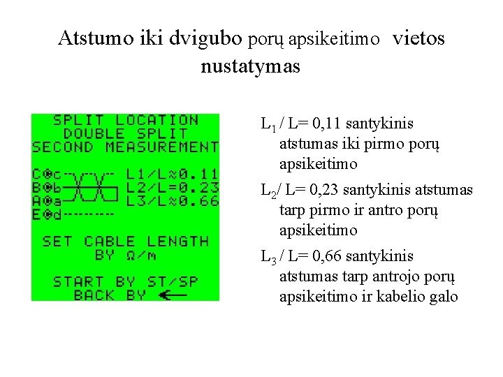 Atstumo iki dvigubo porų apsikeitimo vietos nustatymas L 1 / L= 0, 11 santykinis