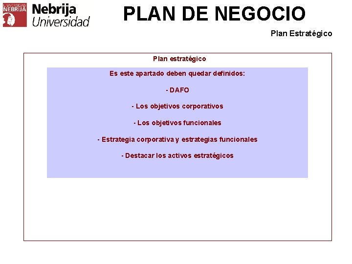 PLAN DE NEGOCIO Plan Estratégico Plan estratégico Es este apartado deben quedar definidos: -