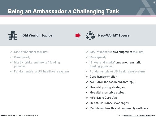 4 Being an Ambassador a Challenging Task “Old World” Topics “New World” Topics ü