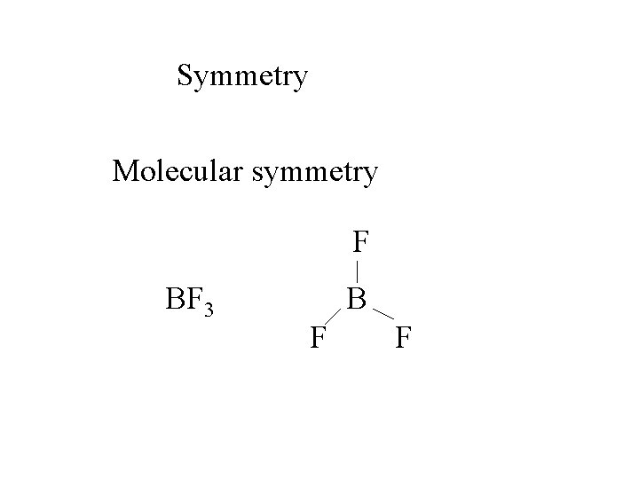 Symmetry Molecular symmetry F BF 3 B F F 