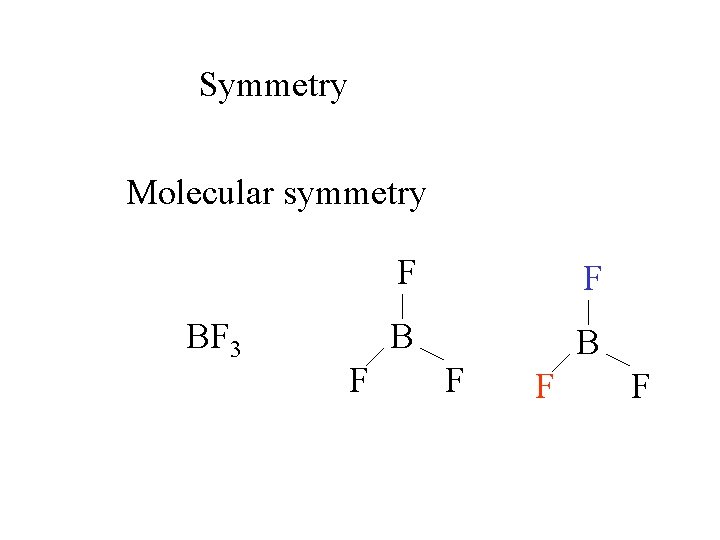 Symmetry Molecular symmetry BF 3 F F F B B F F F 