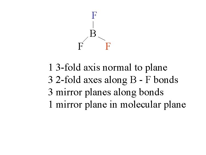 F B F F 1 3 -fold axis normal to plane 3 2 -fold