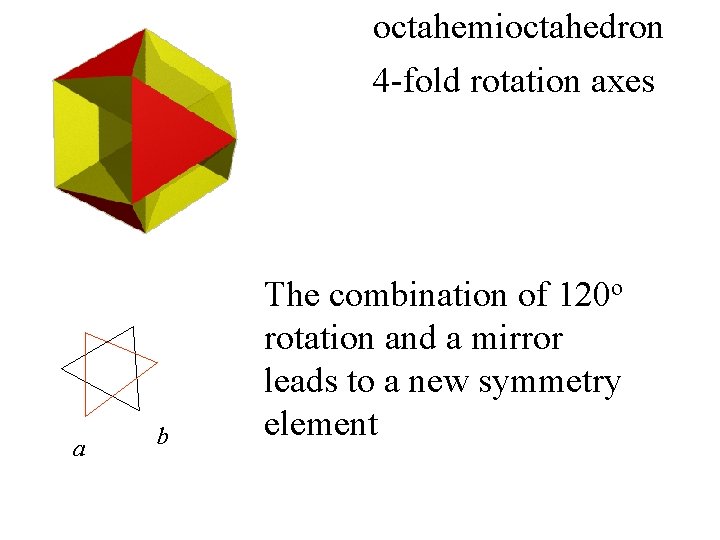 octahemioctahedron 4 -fold rotation axes a b The combination of 120 o rotation and