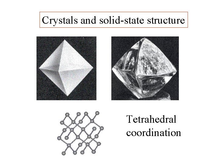 Crystals and solid-state structure Tetrahedral coordination 