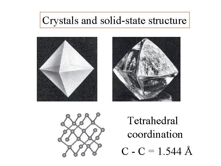 Crystals and solid-state structure Tetrahedral coordination C - C = 1. 544 Å 