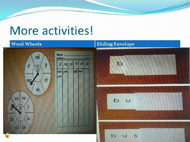 More activities! Word Wheels Sliding Envelope 