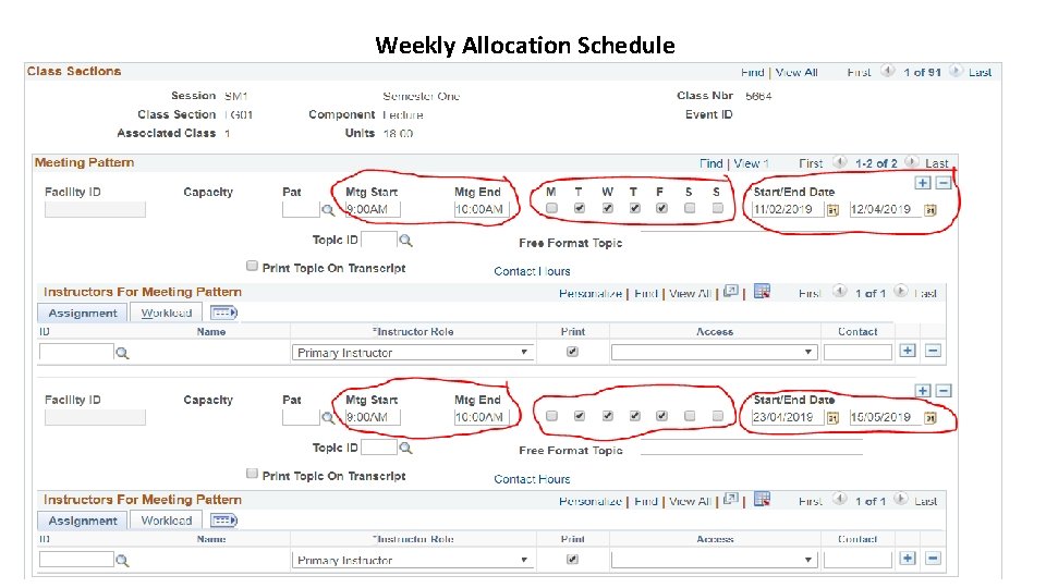 Weekly Allocation Schedule 