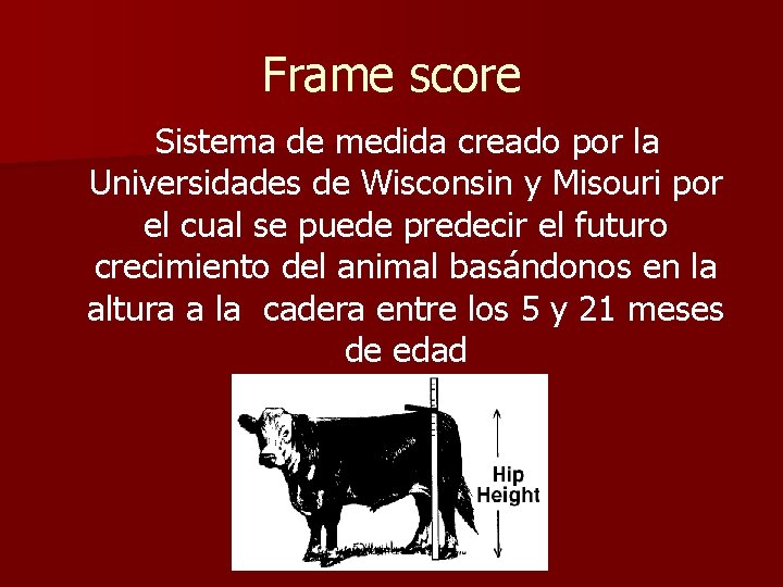 Frame score Sistema de medida creado por la Universidades de Wisconsin y Misouri por Frame score Sistema de medida creado por la Universidades de Wisconsin y Misouri por