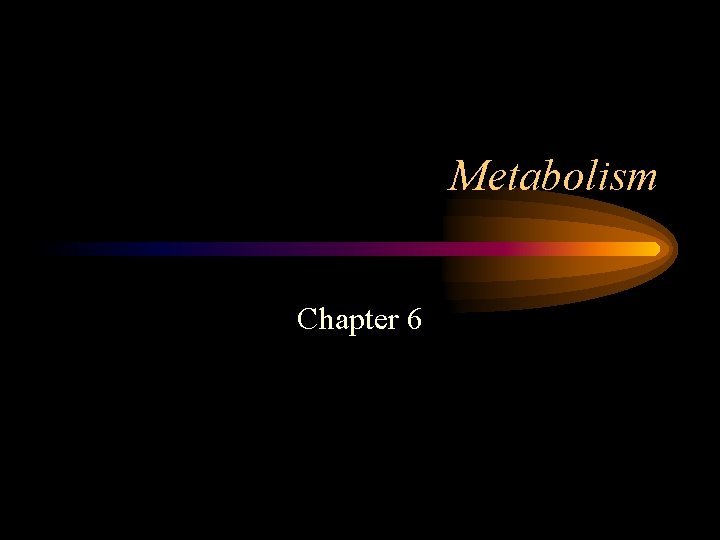 Metabolism Chapter 6 