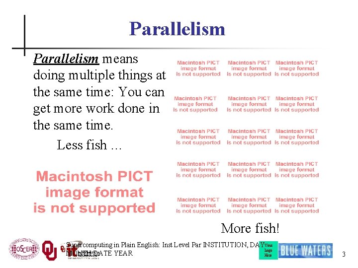 Parallelism means doing multiple things at the same time: You can get more work