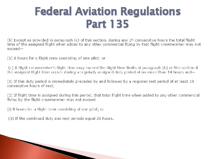 Federal Aviation Regulations Part 135 