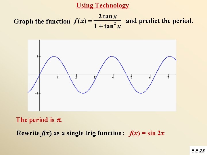Using Technology Graph the function and predict the period. The period is p. Rewrite