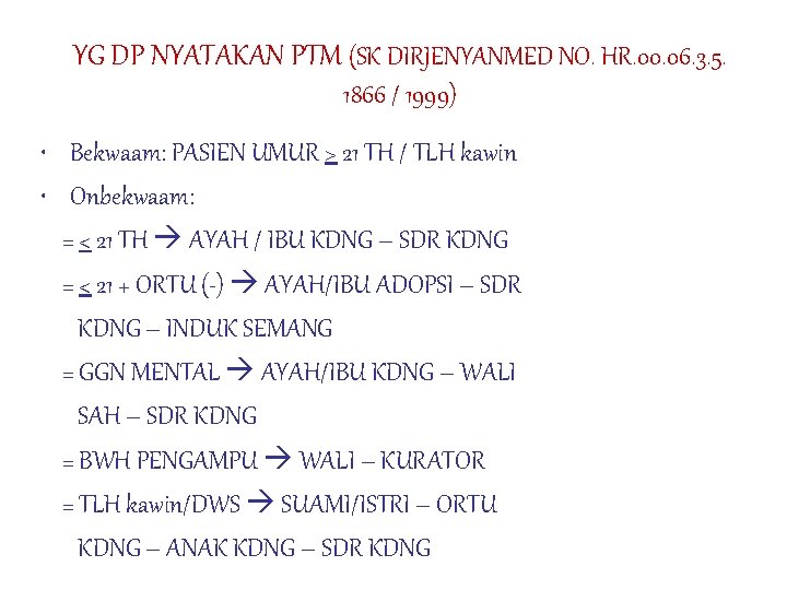 YG DP NYATAKAN PTM (SK DIRJENYANMED NO. HR. 00. 06. 3. 5. 1866 /