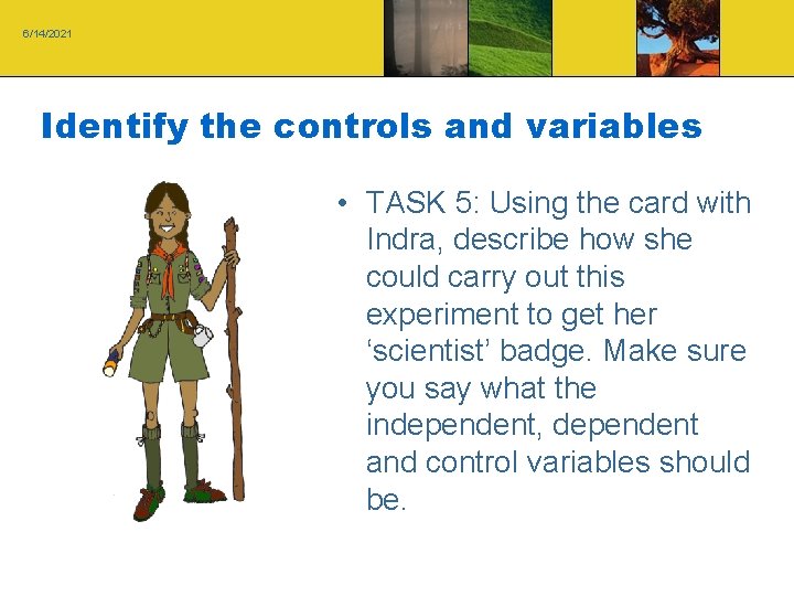 6/14/2021 Identify the controls and variables • TASK 5: Using the card with Indra, 6/14/2021 Identify the controls and variables • TASK 5: Using the card with Indra,