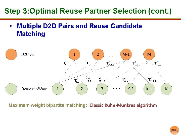 Step 3: Optimal Reuse Partner Selection (cont. ) • Multiple D 2 D Pairs