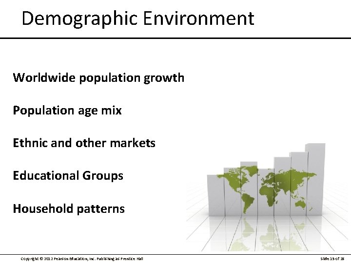 Demographic Environment Worldwide population growth Population age mix Ethnic and other markets Educational Groups