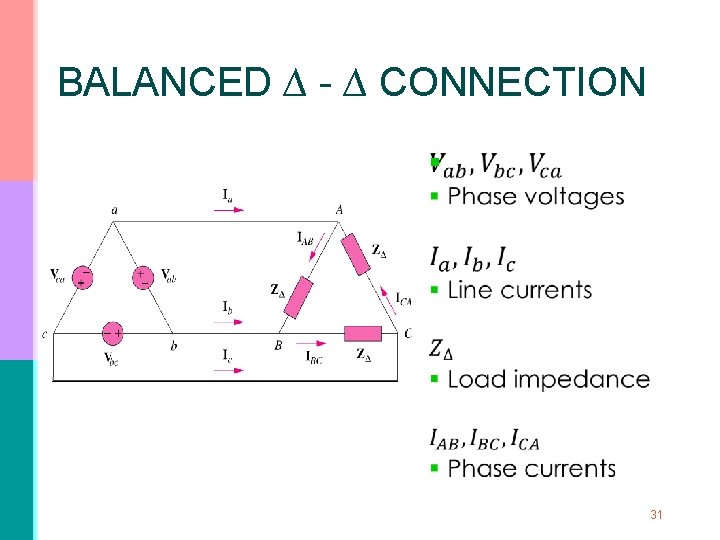 BALANCED ∆ - ∆ CONNECTION § 31 