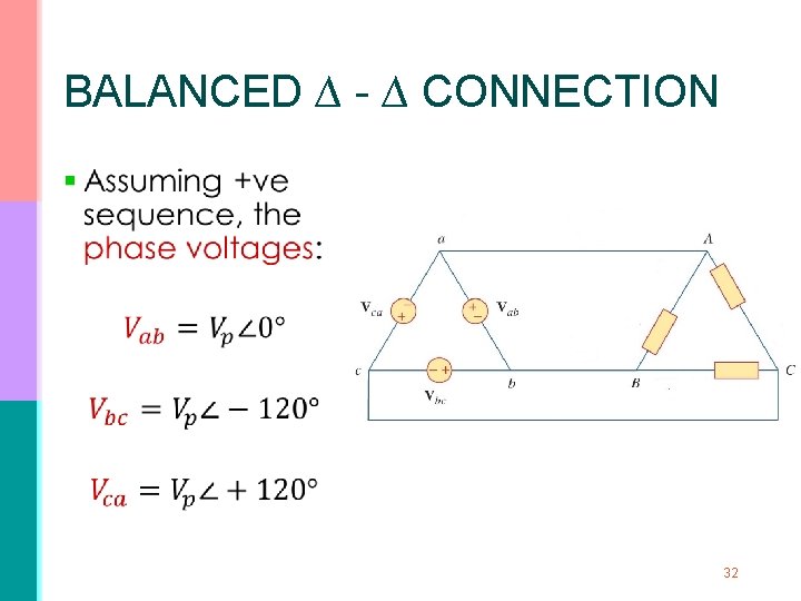 BALANCED ∆ - ∆ CONNECTION § 32 