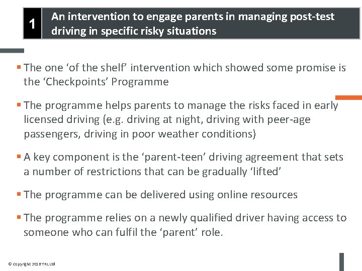 1 An intervention to engage parents in managing post-test driving in specific risky situations