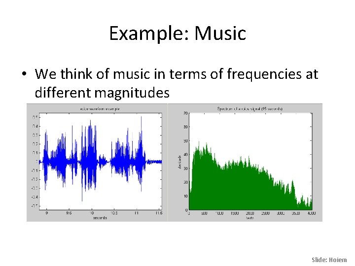 Example: Music • We think of music in terms of frequencies at different magnitudes