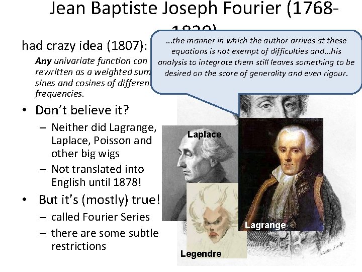 Jean Baptiste Joseph Fourier (17681830). . . the manner in which the author arrives
