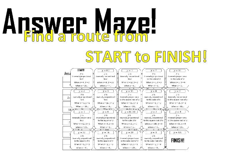 Answer Maze! Find a route from START to FINISH! Answer Maze! Find a route from START to FINISH!