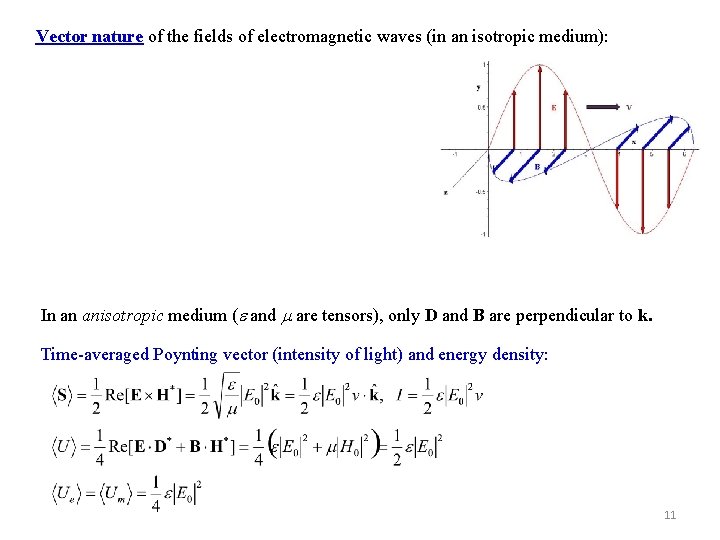 Vector nature of the fields of electromagnetic waves (in an isotropic medium): In an