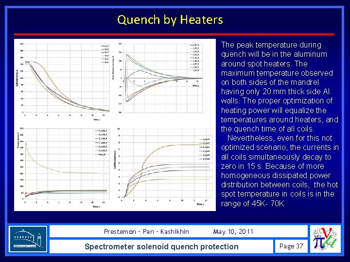 Quench by Heaters The peak temperature during quench will be in the aluminum around