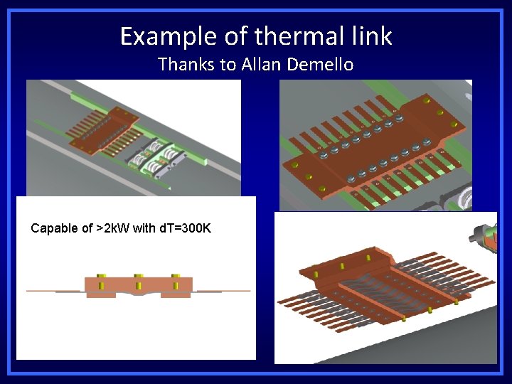 Example of thermal link Thanks to Allan Demello Capable of >2 k. W with