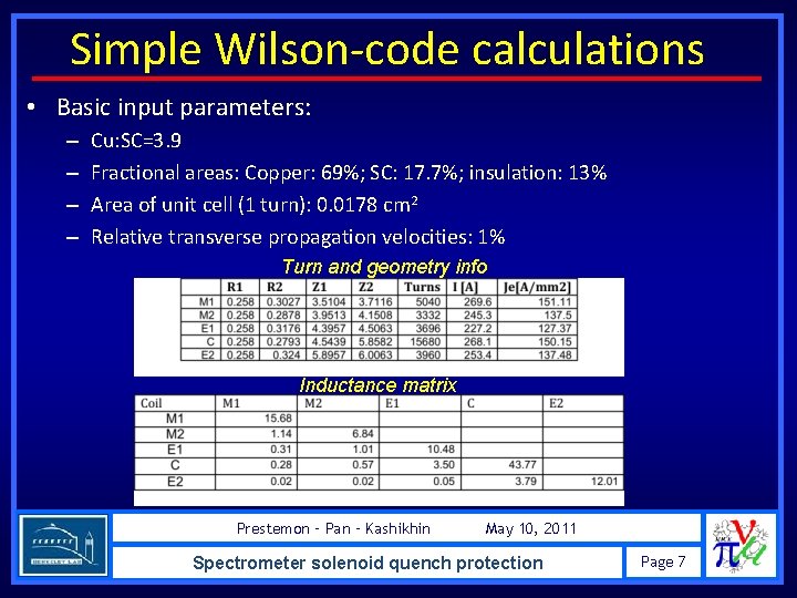 Simple Wilson-code calculations • Basic input parameters: – – Cu: SC=3. 9 Fractional areas: